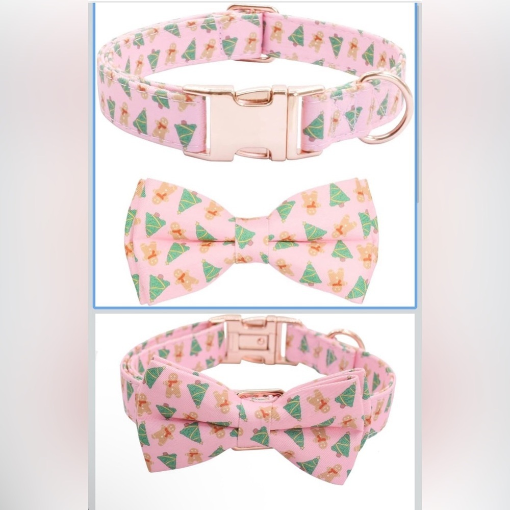 Dog Collar (Set of 2) Bow Tie Metal Buckle Dog Collar Soft M(13-18in) (0066) - Picture 2 of 8